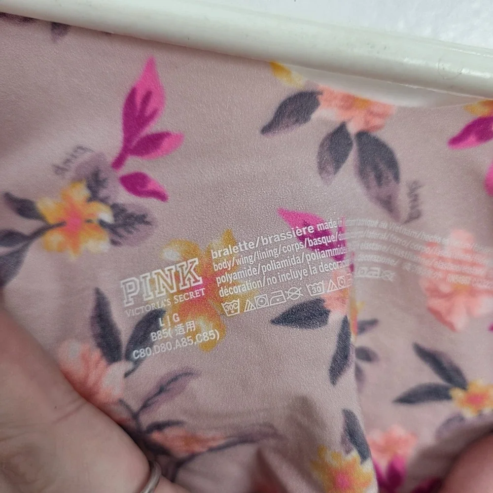 PINK Victoria's Secret Pink Colorful Floral Seamless Unpadded‎ Bralette Sz Large